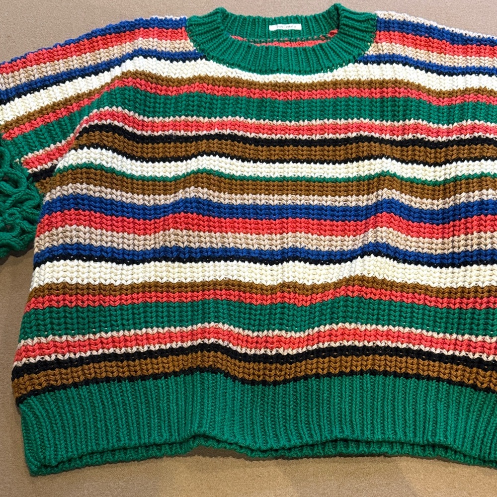 MOTHER Colorful Striped Crew Neck Sweater